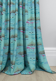 Flamingos, Aqua - Made to Measure Curtains